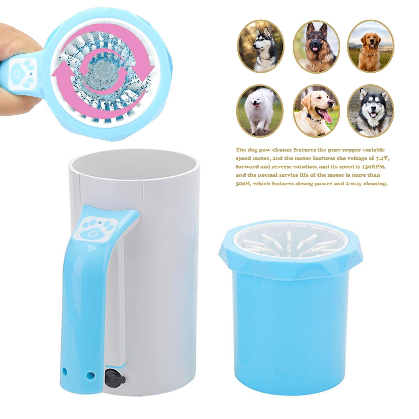 Portable Automatic Dog Paw Cleaner and Grooming Brush