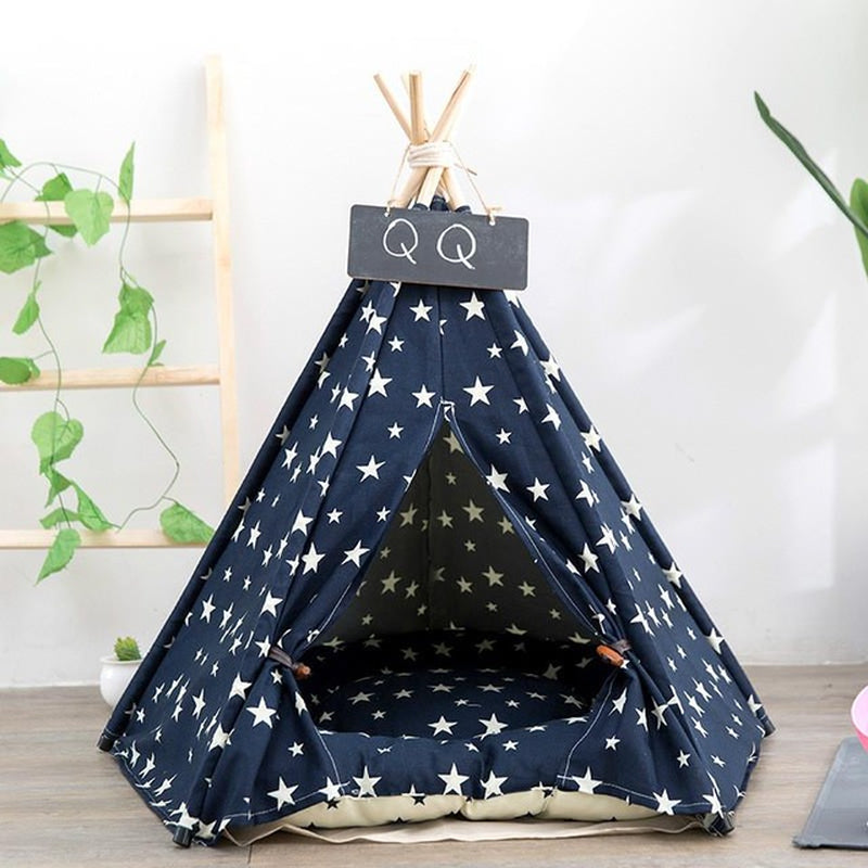 Pet Teepee Tent House with Thick Cushion - 6 Colors