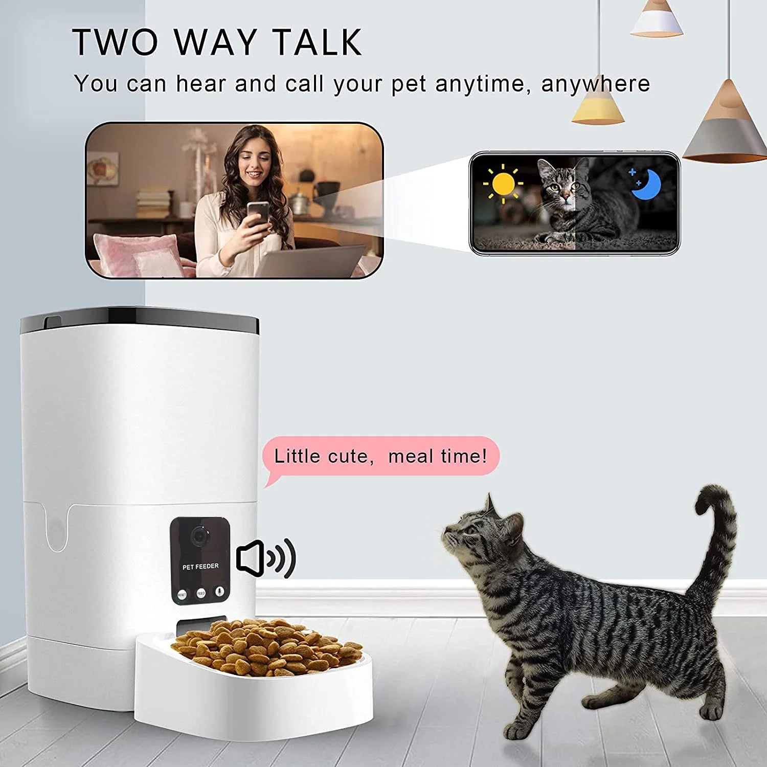 "Ultimate Spy Cam Pet Feeder: Watch, Feed, and Control Your Furry Friends with Wifi App!"