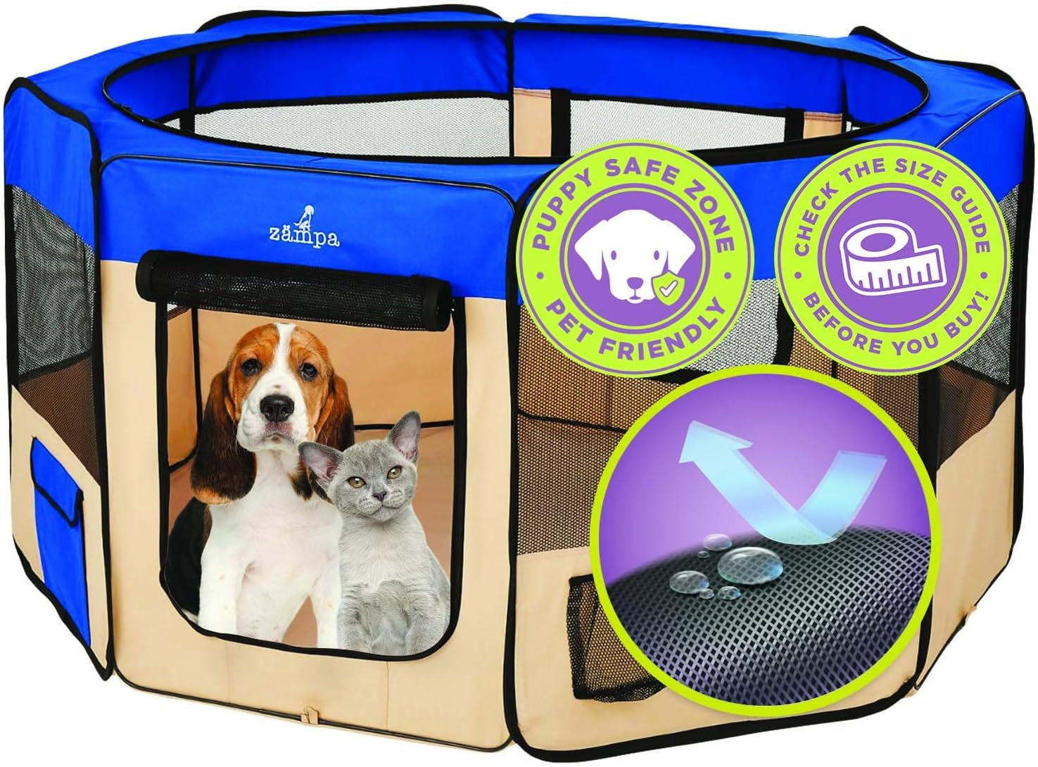 Pop-Up Pet Playpen with Travel Carrier: Medium Size