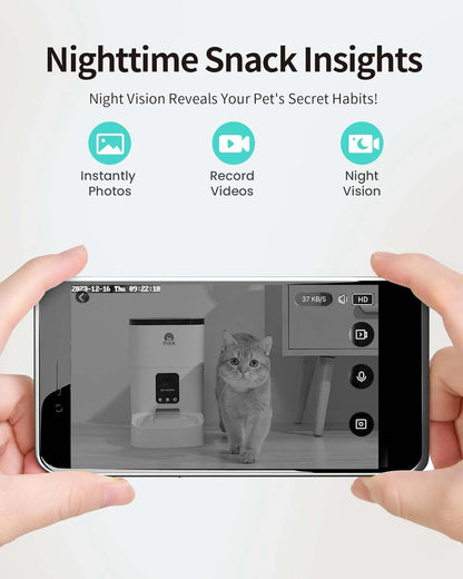 "Ultimate Spy Cam Pet Feeder: Watch, Feed, and Control Your Furry Friends with Wifi App!"