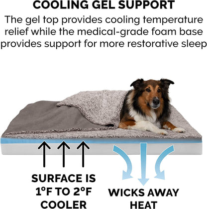 Large Dog Cooling Gel Bed with Washable Cover & Blanket