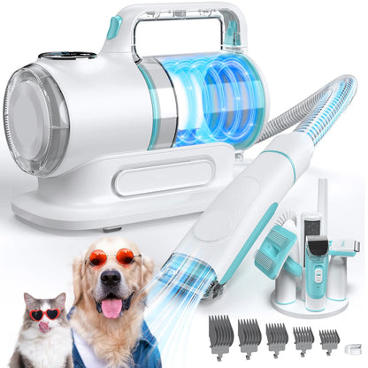 Pet Grooming Vacuum Kit: 6-in-1 Dog Grooming Vacuum with 11000PA Clippers, Shedding Grooming, Suction 99% Dog Hair, Low Noise