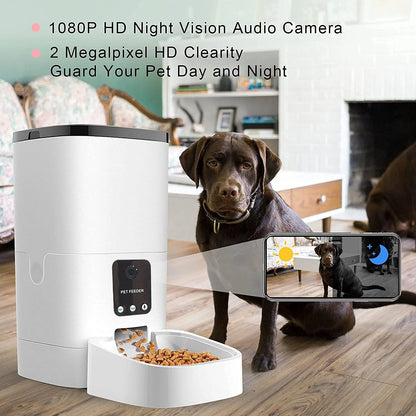 "Ultimate Spy Cam Pet Feeder: Watch, Feed, and Control Your Furry Friends with Wifi App!"