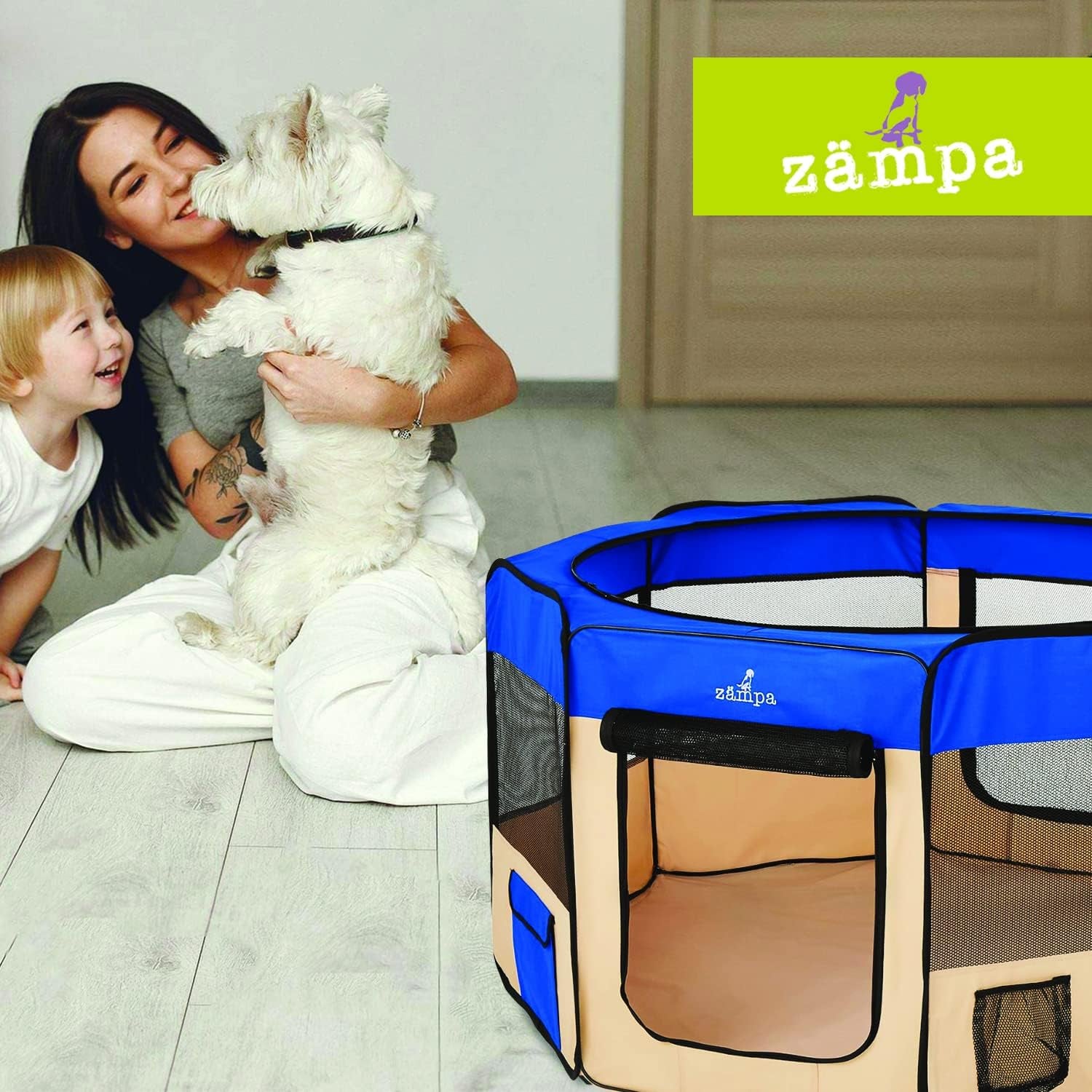 Pop-Up Pet Playpen with Travel Carrier: Medium Size