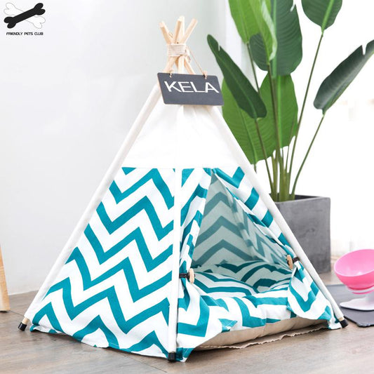 Pet Teepee Tent House with Thick Cushion - 6 Colors