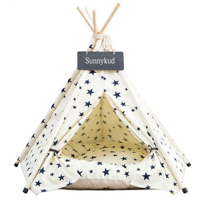 Pet Teepee Tent House with Thick Cushion - 6 Colors