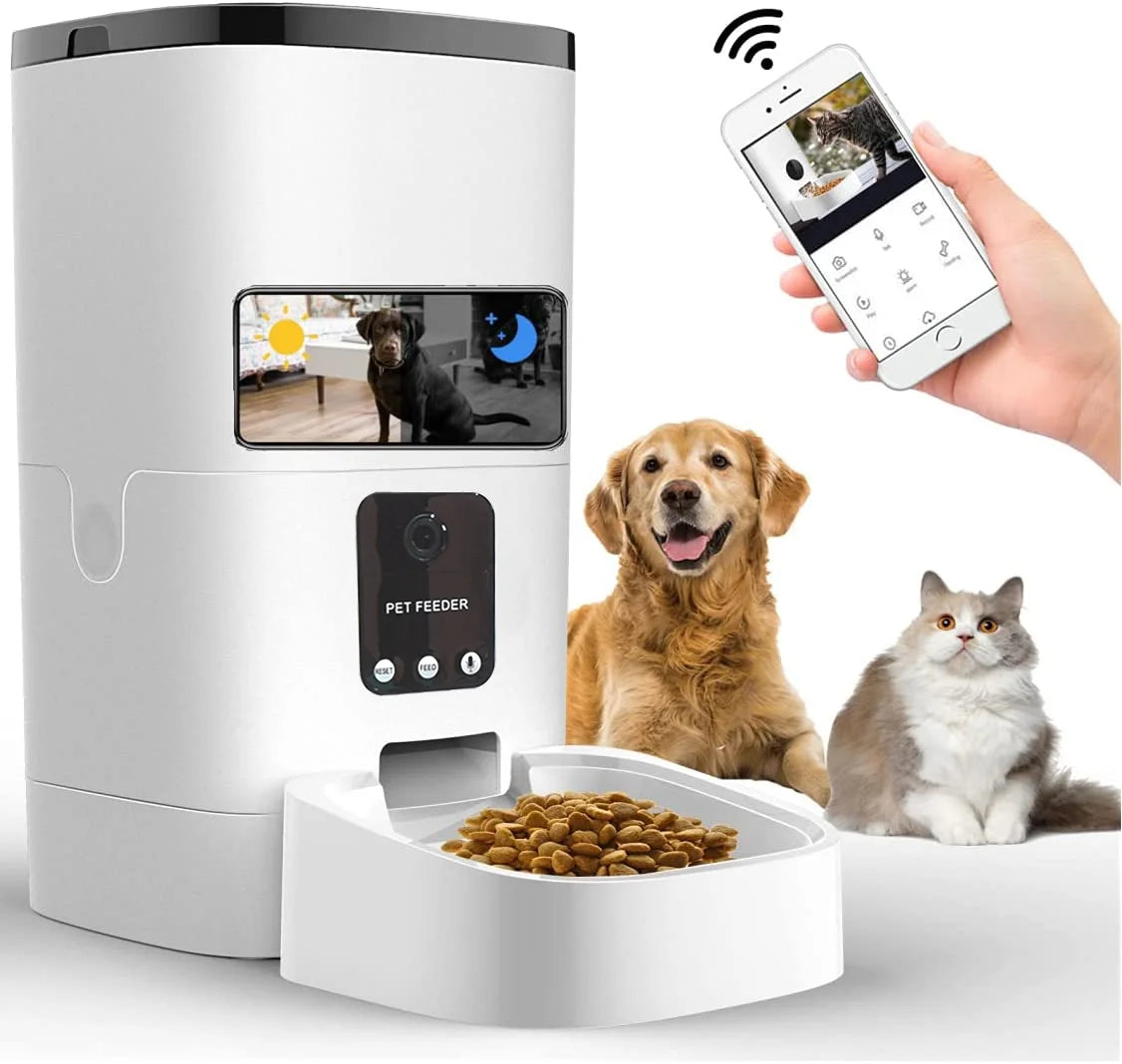 "Ultimate Spy Cam Pet Feeder: Watch, Feed, and Control Your Furry Friends with Wifi App!"